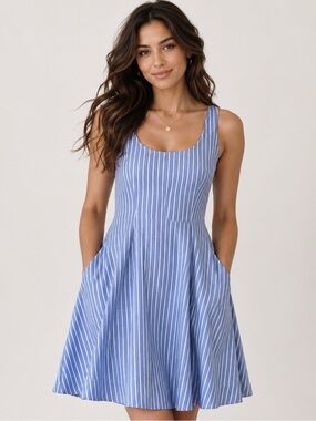 Cynthia Rowley Striped Light Blue Sleeveless Sundress
